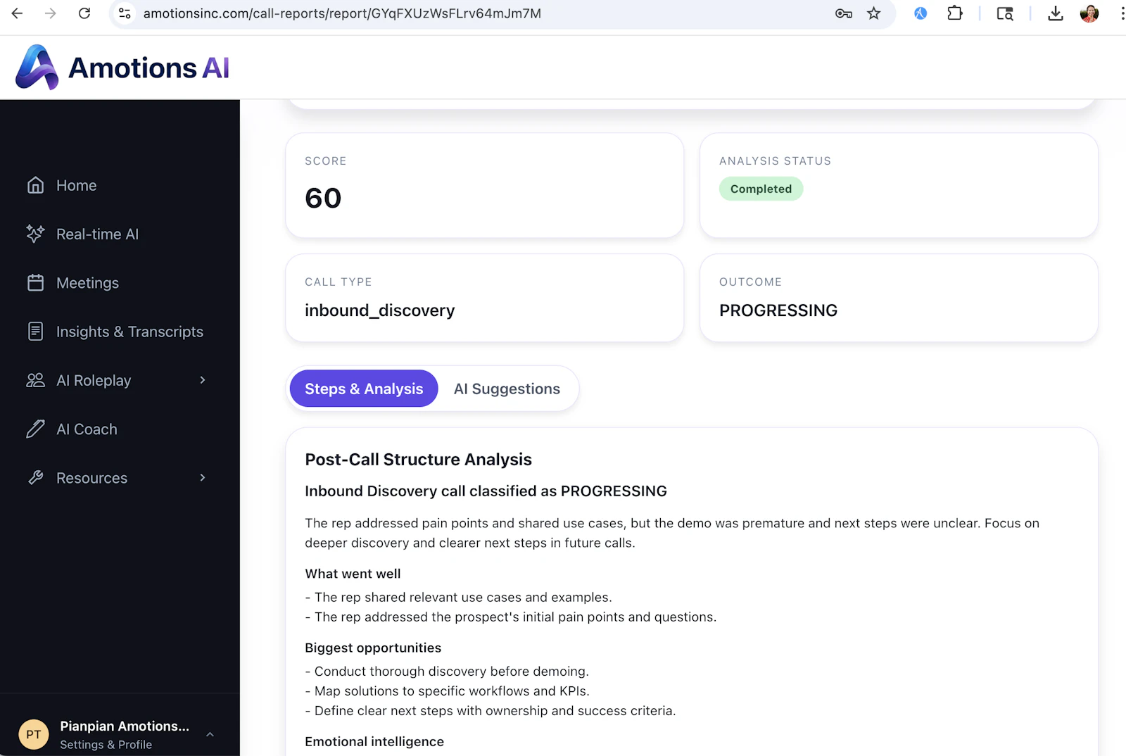 Emotional intelligence AI for live calls screenshot 6