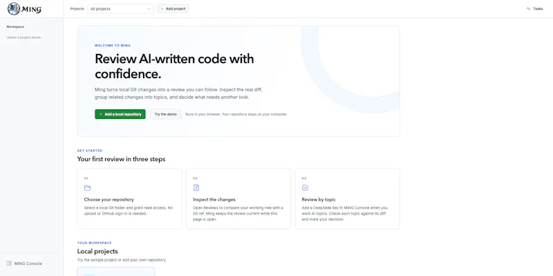 Ming — Review AI-Written Code screenshot 1