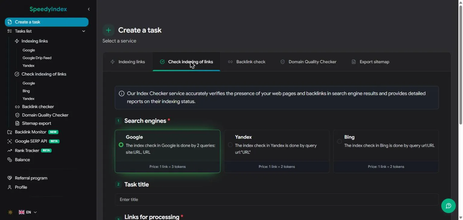 SpeedyIndex - Google indexing service gallery image
