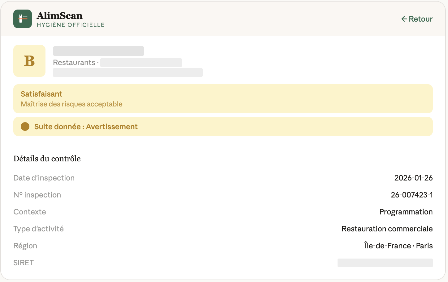 AlimScan — Hygiene ratings for France - Screenshot 5 showing product features and functionality
