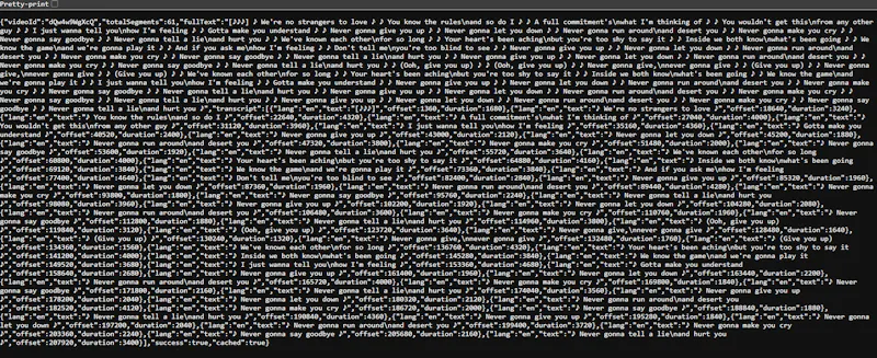 YouTube Transcript API - Permanent screenshot 2