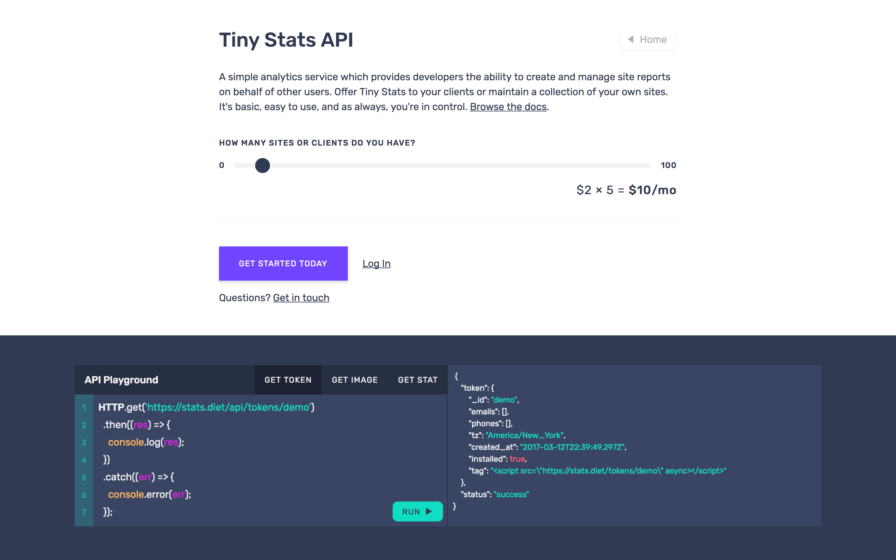 Tiny Stats API gallery image