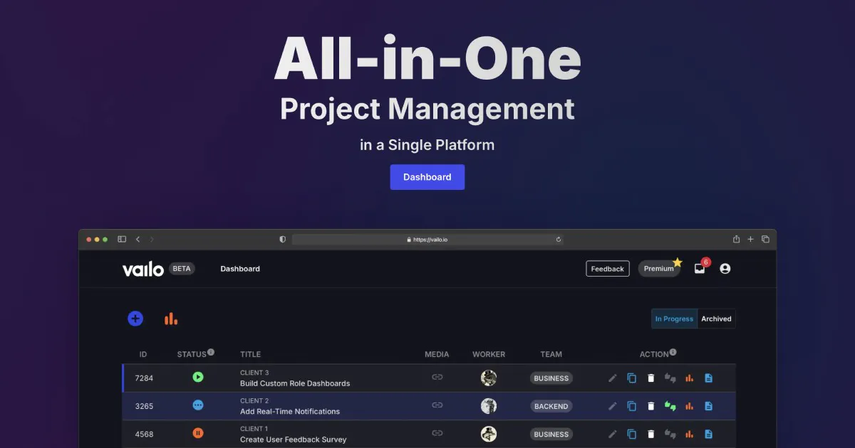 Vailo.io - All-in-One Project Management