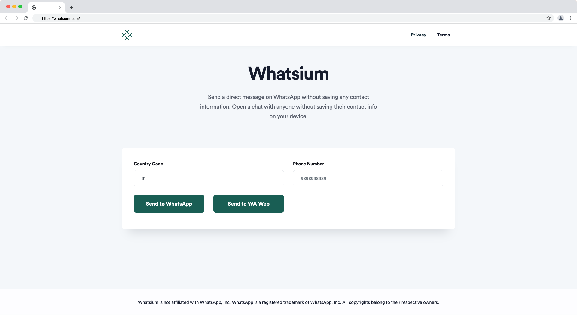 Whatsium - Open een WhatsApp -chat zonder contactgegevens op te slaan. media 1