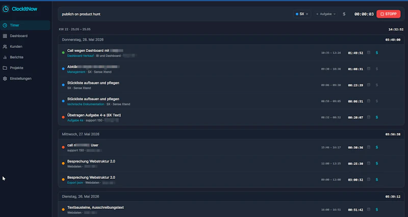ClockItNow screenshot 2