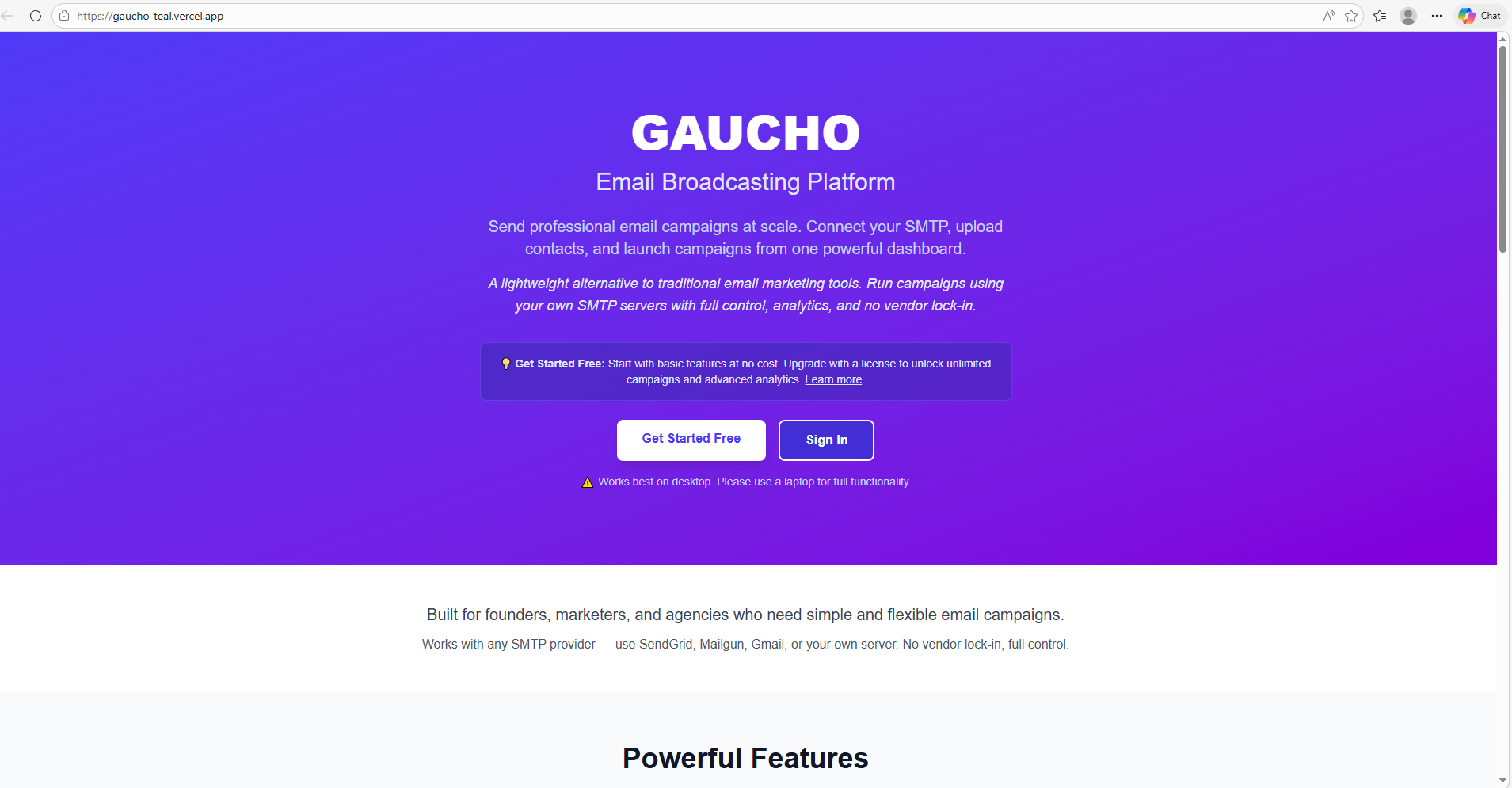 GAUCHO email broadcasting platform gallery image