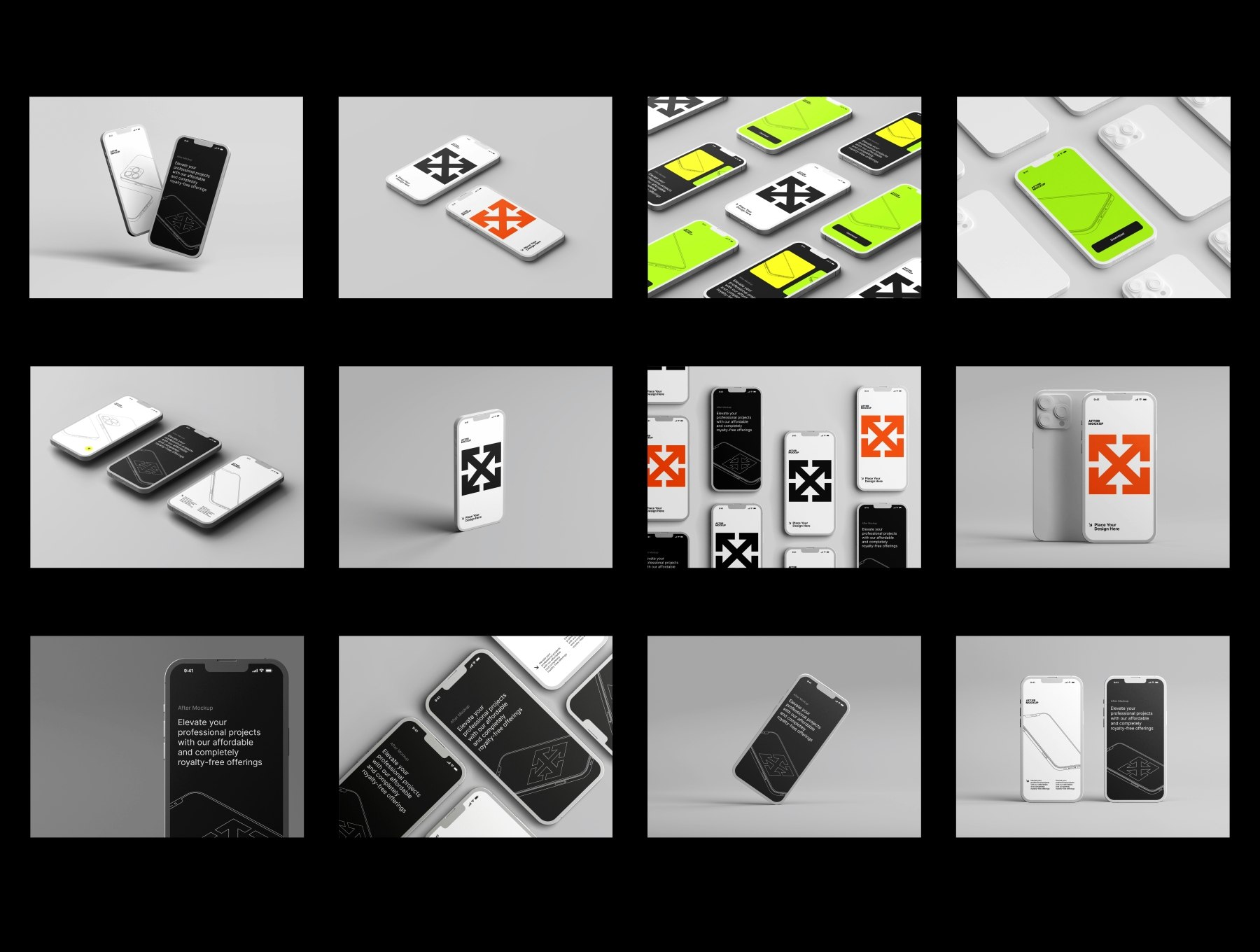 Mídia 6 de Mockups de iPhone de argila de pacote - Modelos limpos, estilizados e de alta resolução