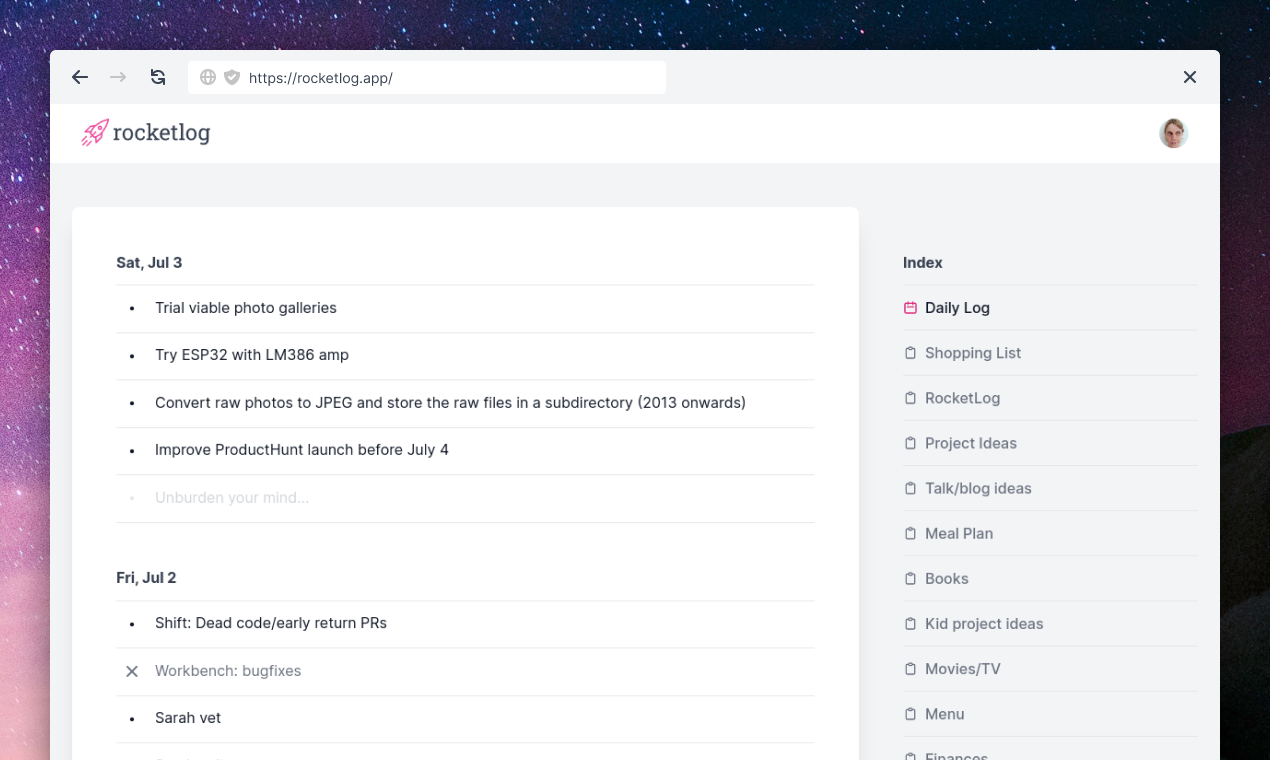 RocketLog gallery image