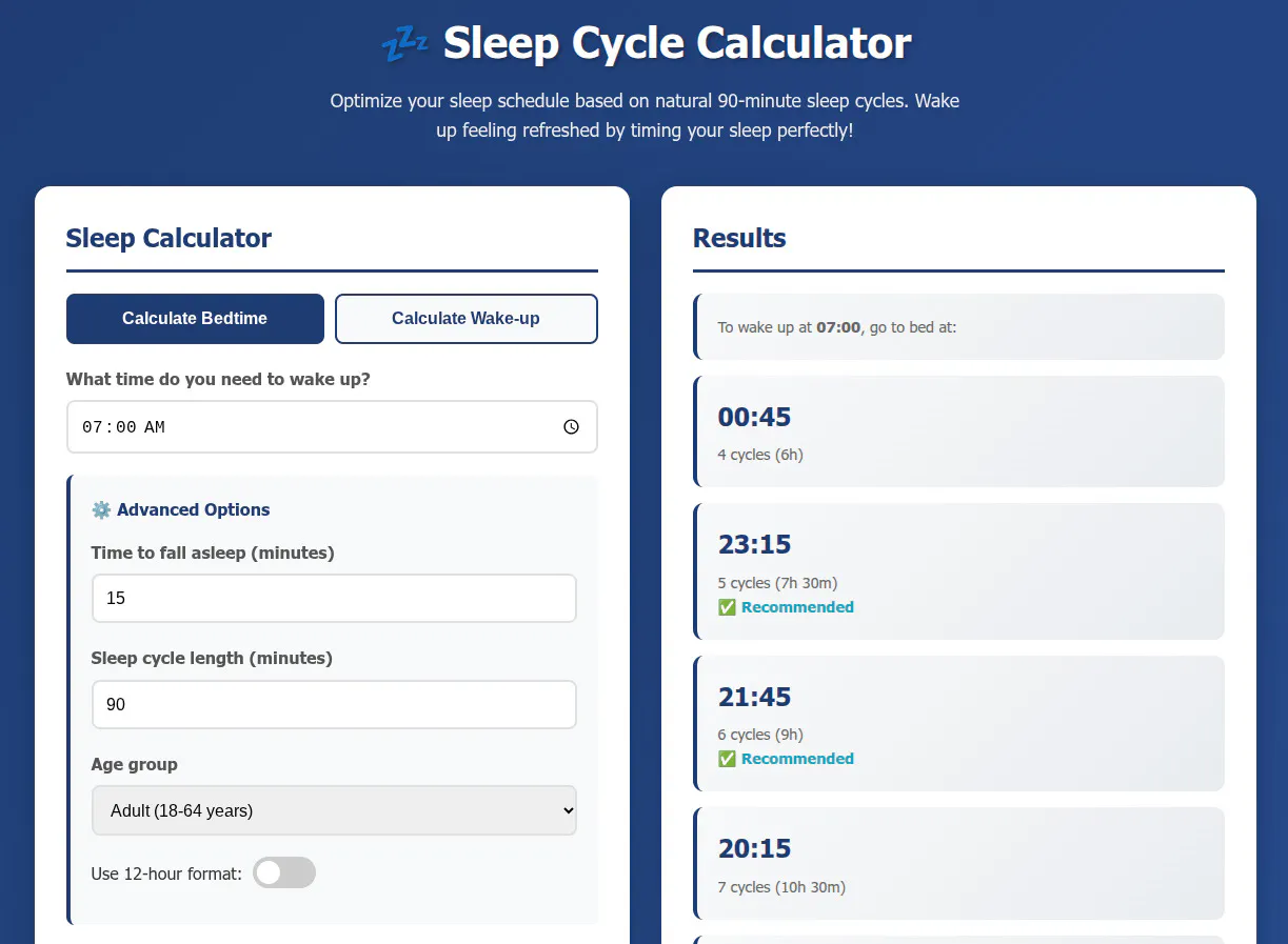 Sleep Cycle Calculator gallery image