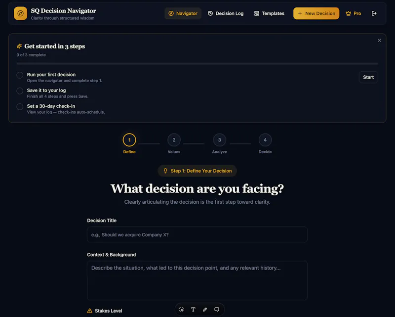 SQ Decision Navigator screenshot 1