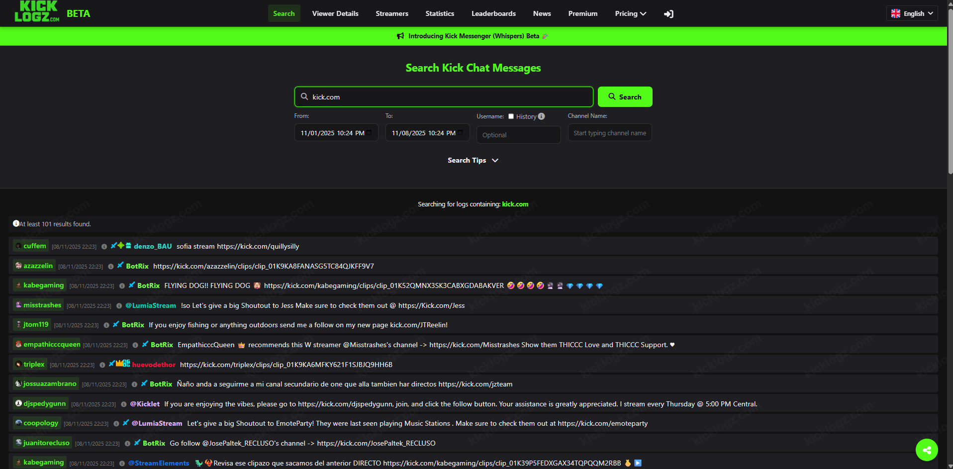 KickLogz - Main screenshot showing features and interface