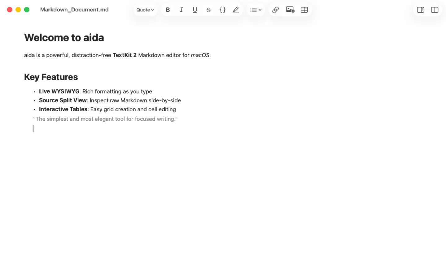 aida — Native Markdown Editor for macOS gallery image