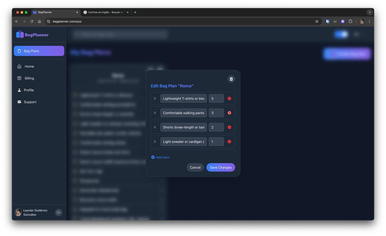 BagPlanner gallery image