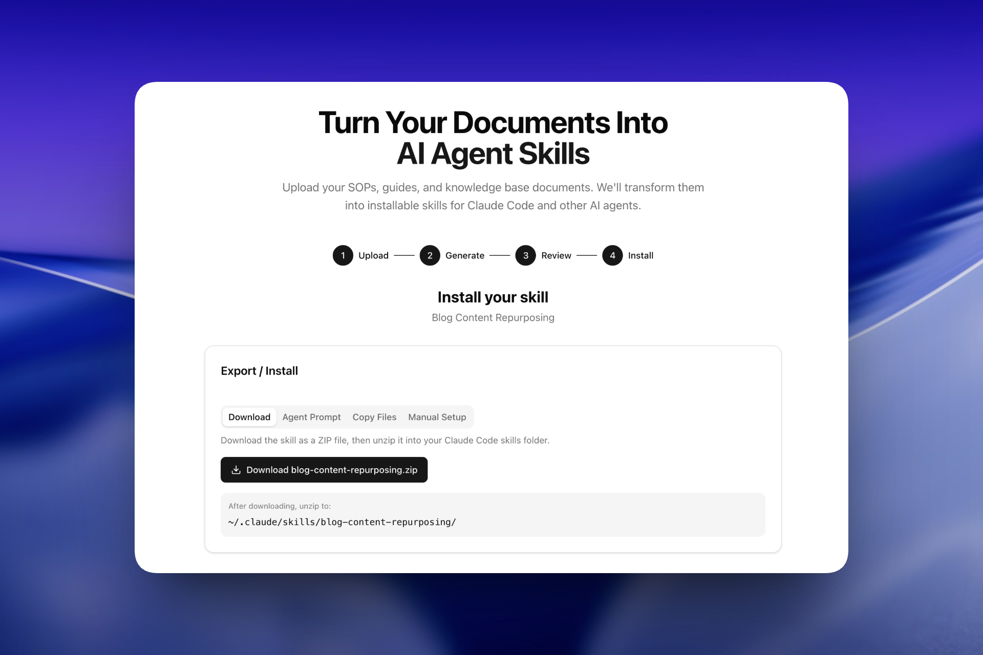 Skills for Agents - Screenshot 3 showing product features and functionality