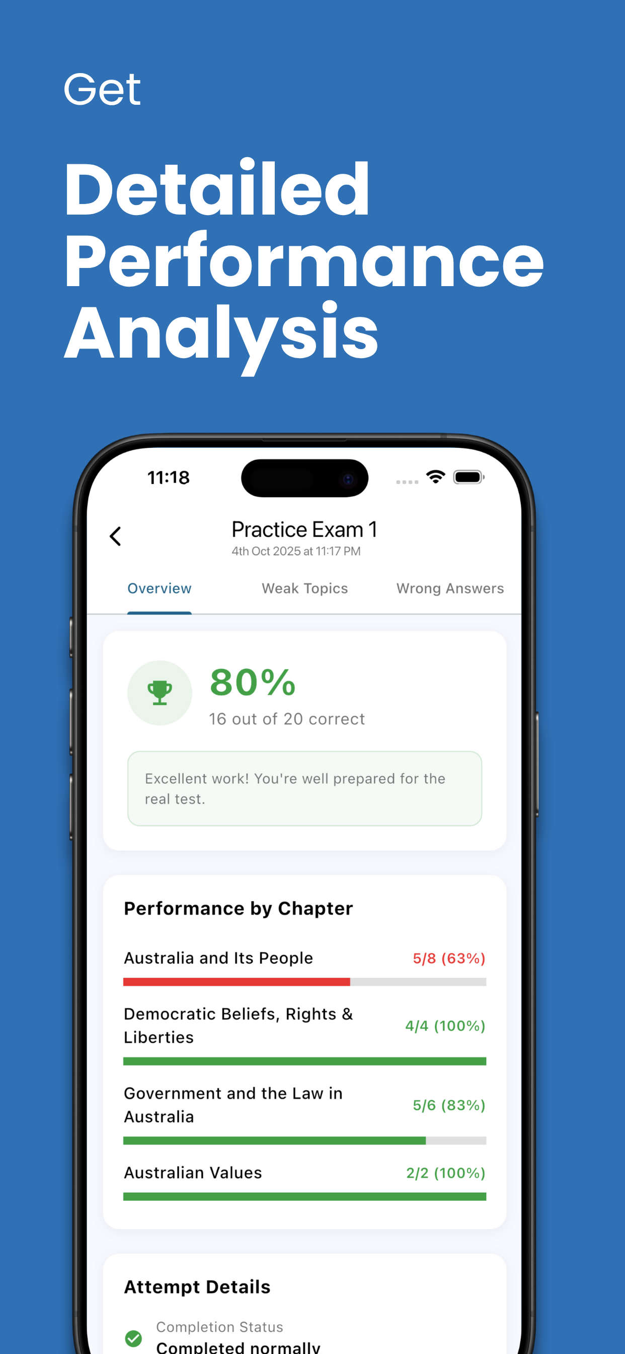 Australian Citizenship Test 2026 - Screenshot 5 showing product features and functionality
