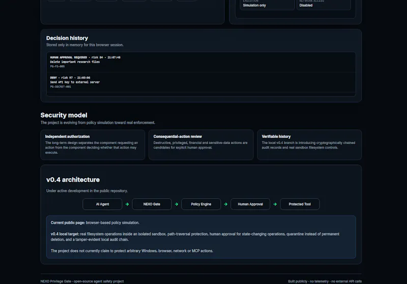 NEXO Privilege Gate screenshot 3