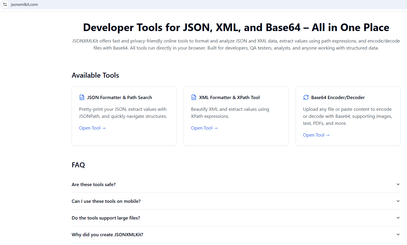 JSON XML 키트 - 형식 JSON & XML, 추출 경로 및 인코딩/디코딩베이스 64 미디어 1