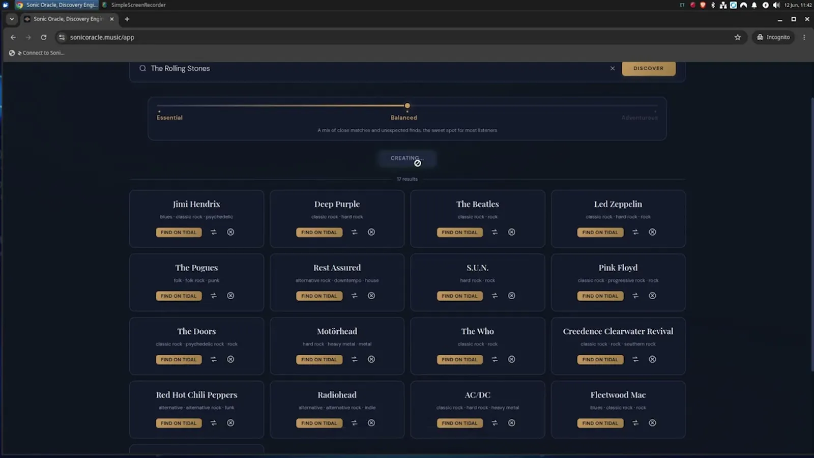 Sonic Oracle, Music Discovery Engine screenshot 1 (video preview)