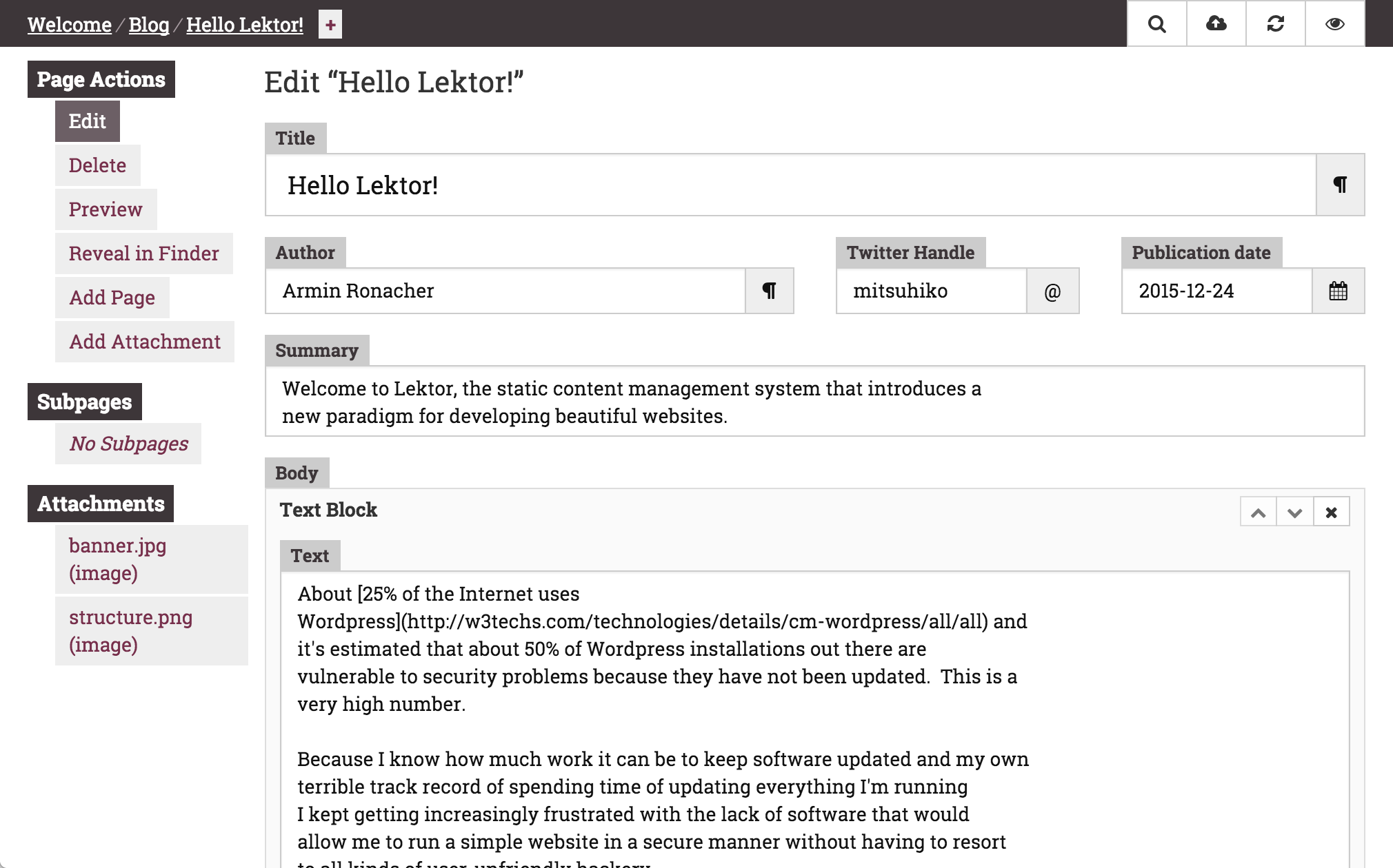 Lektor CMS gallery image