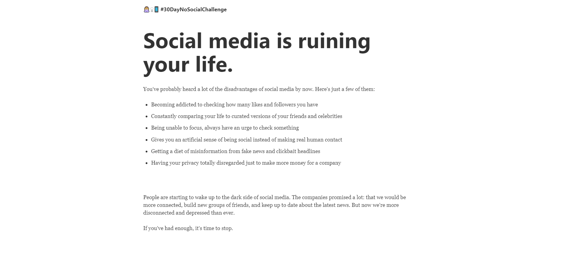 #30DayNoSocialChallenge gallery image