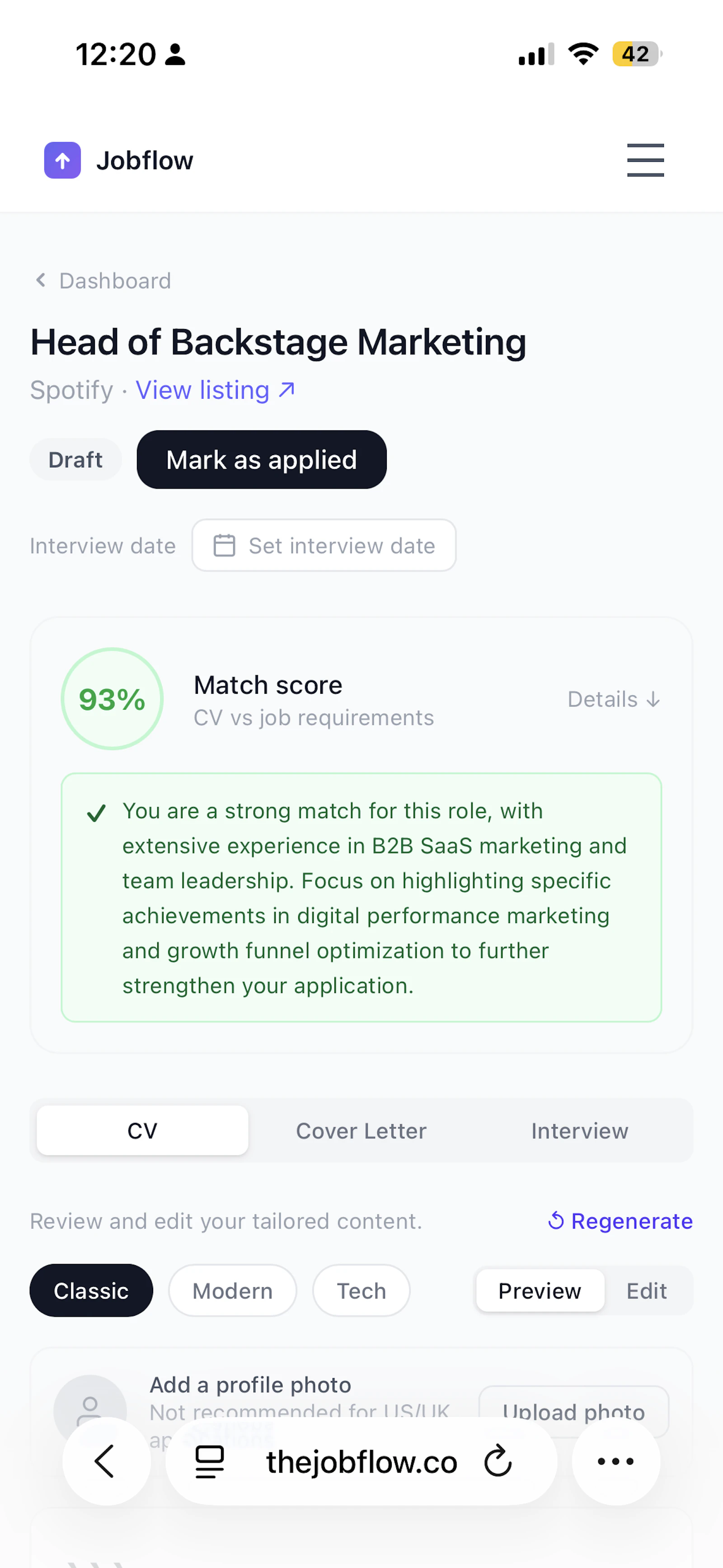 Jobflow screenshot 2
