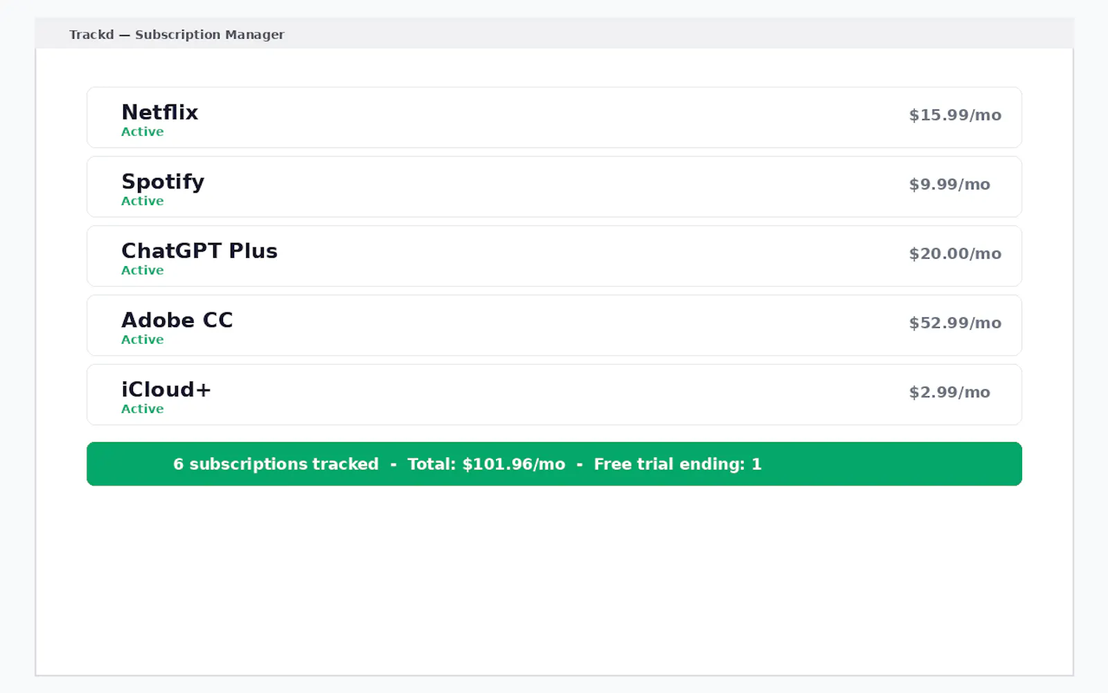 Trackd screenshot 1