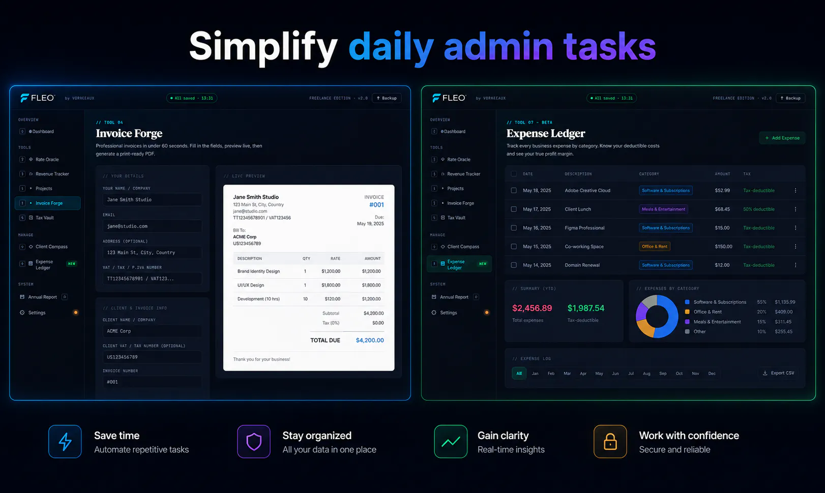 FLEO™ — Your freelance finance system screenshot