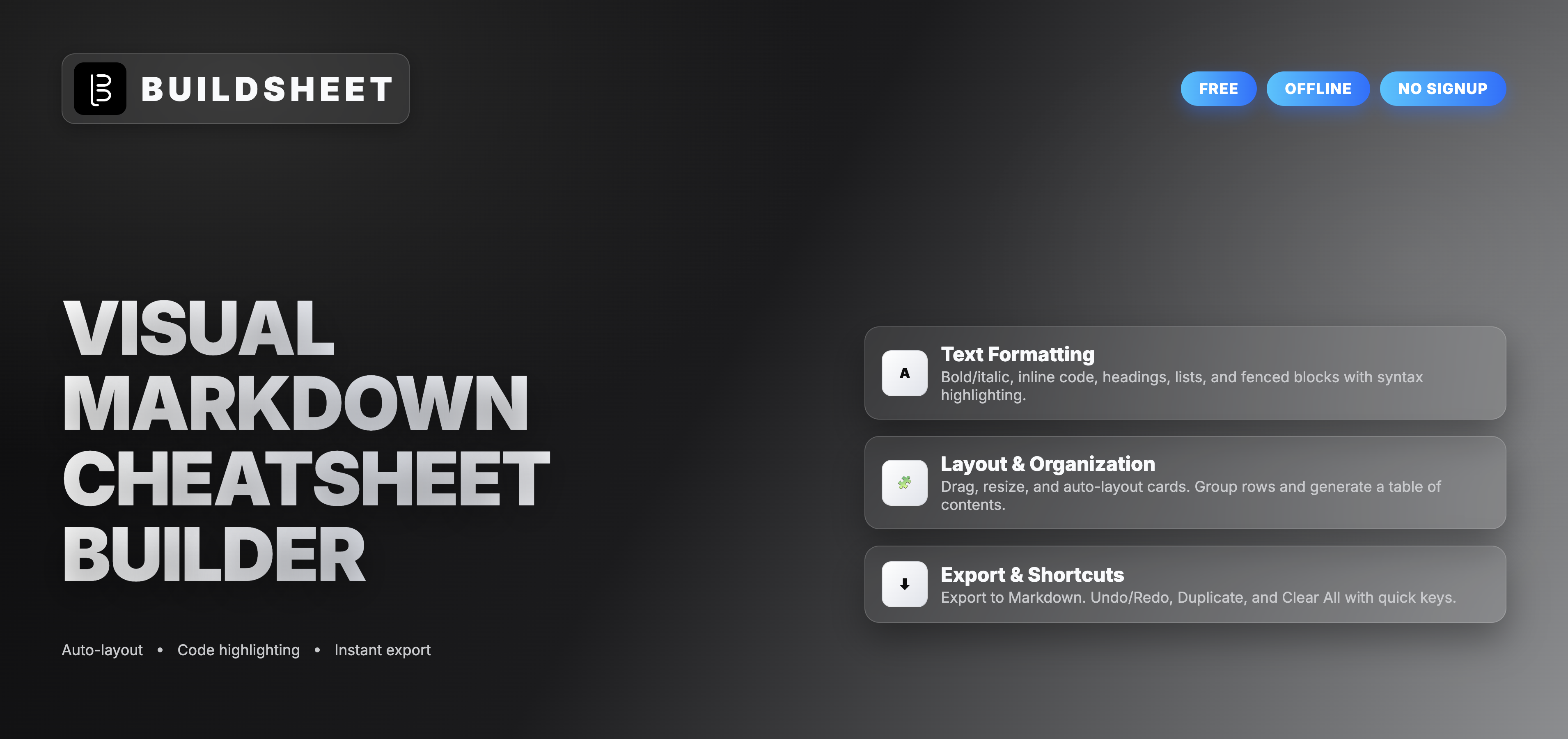 Média Buildsheet - A simple, drag and drop cheatsheet builder 1