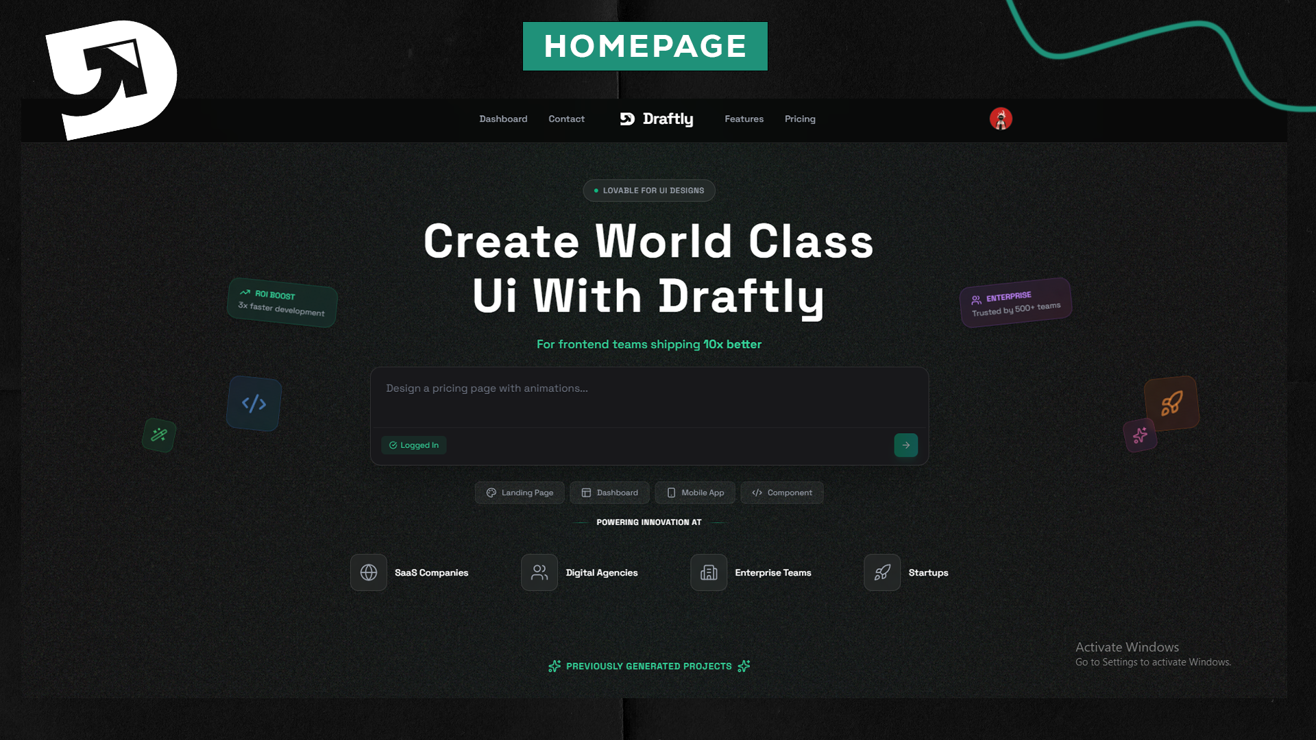 Draftly - Main screenshot showing features and interface