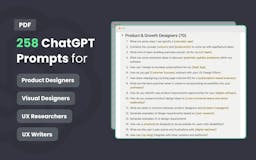258 ChatGPT UX & Product Design Prompts media 1