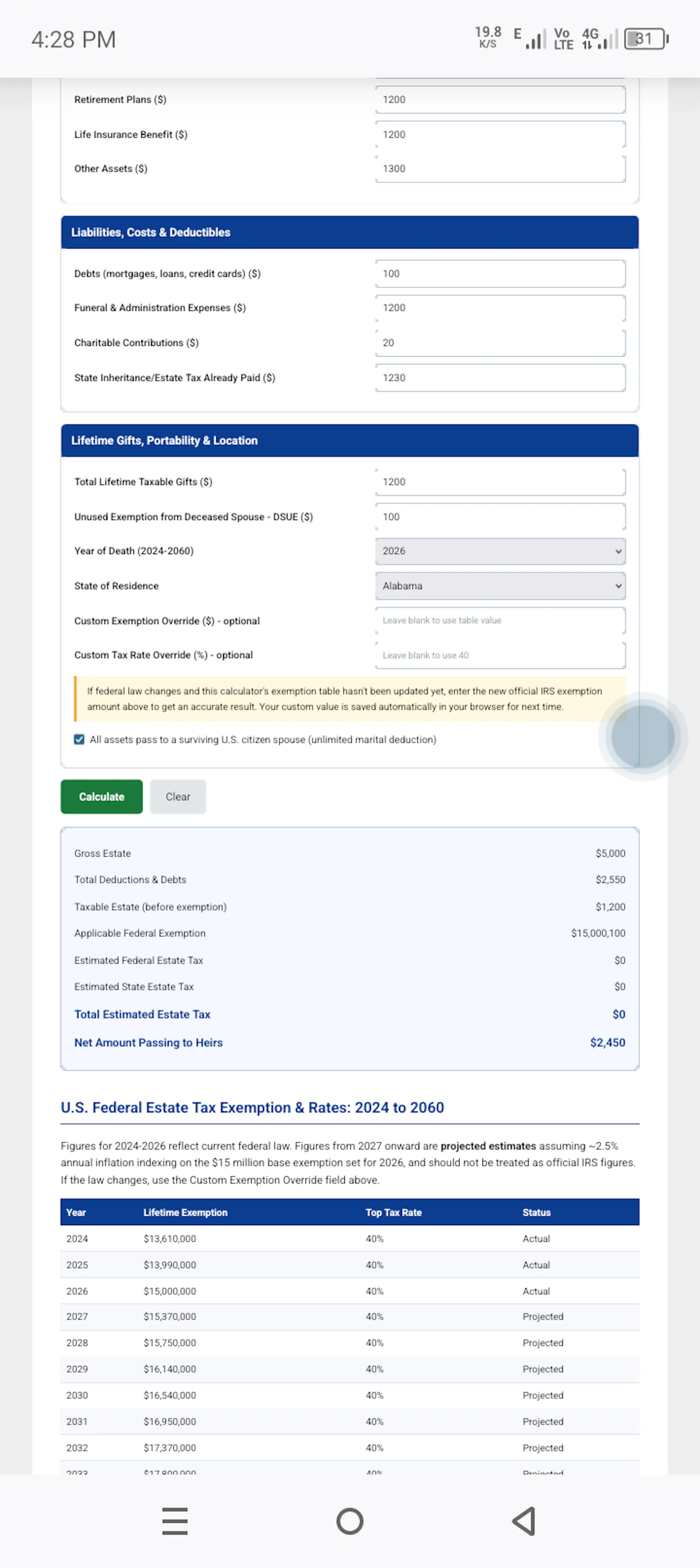 Estate Tax & Inheritance Calculator screenshot 5