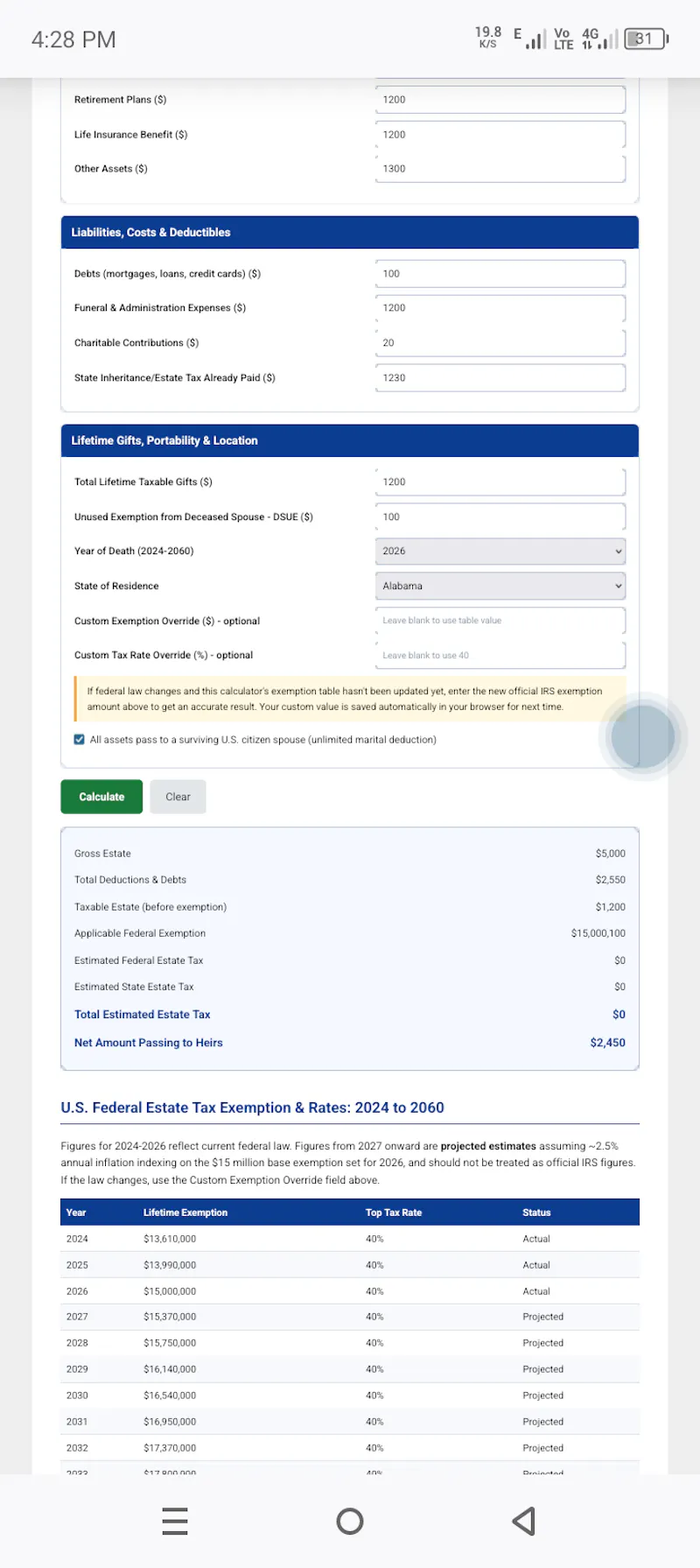 Estate Tax & Inheritance Calculator screenshot 5