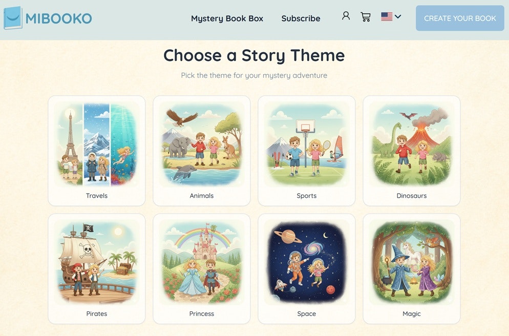 MIBOOKO Mystery Book Box - Main product screenshot demonstrating key features and user interface