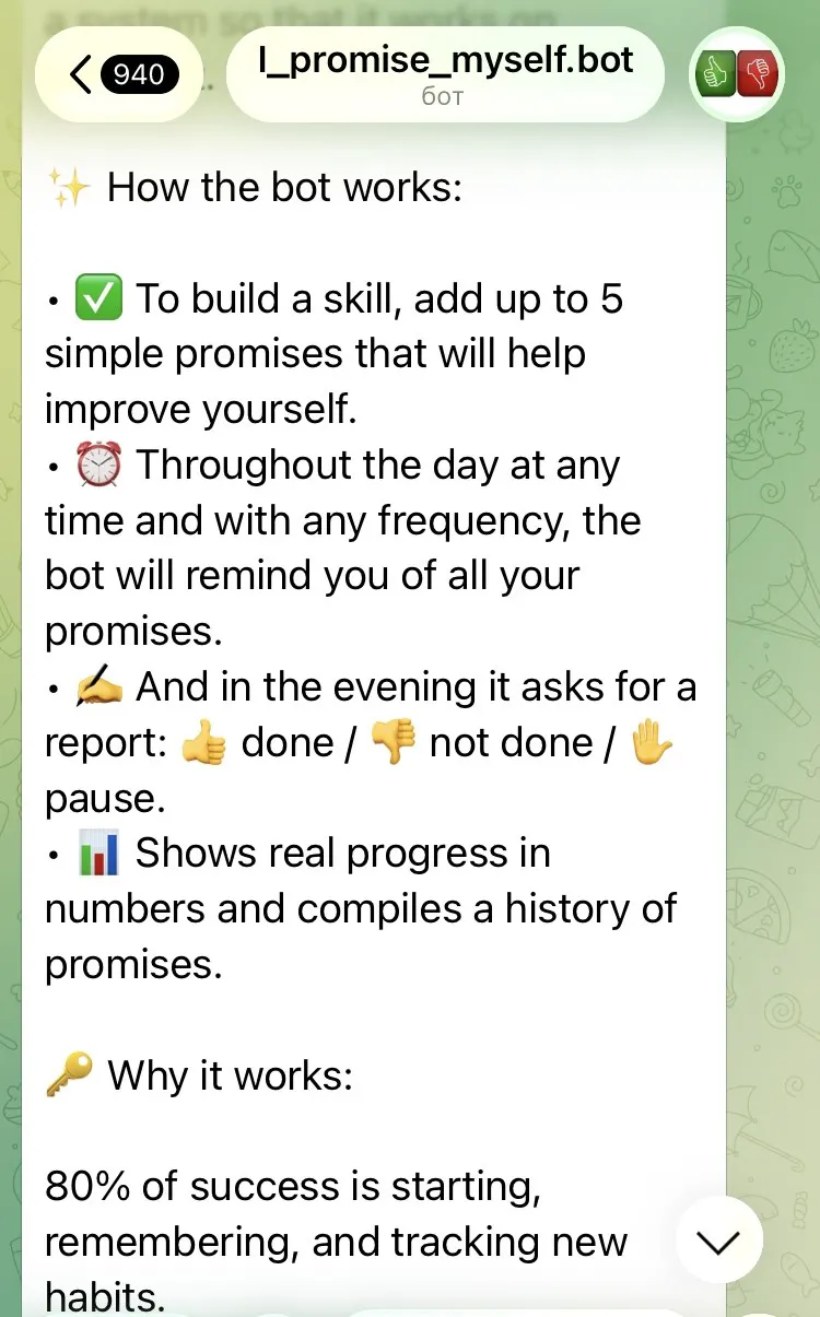 Promise Myself Telegram Bot gallery image
