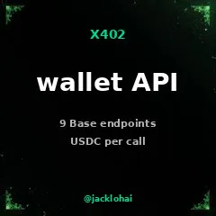 x402 wallet API: 9 Base endpoints, USDC