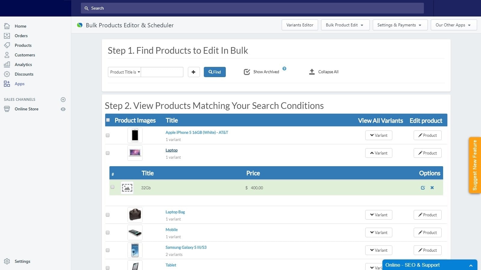 Bulk Products Editor gallery image