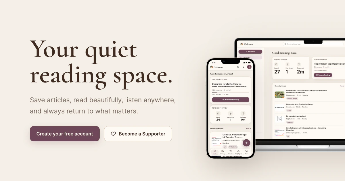 startuptile Oakamo-Your quiet space for reading articles later.