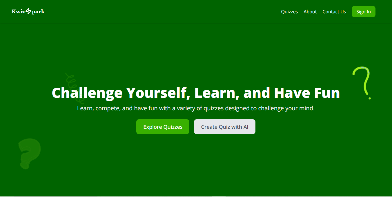 KwizSpark - Main product screenshot demonstrating key features and user interface