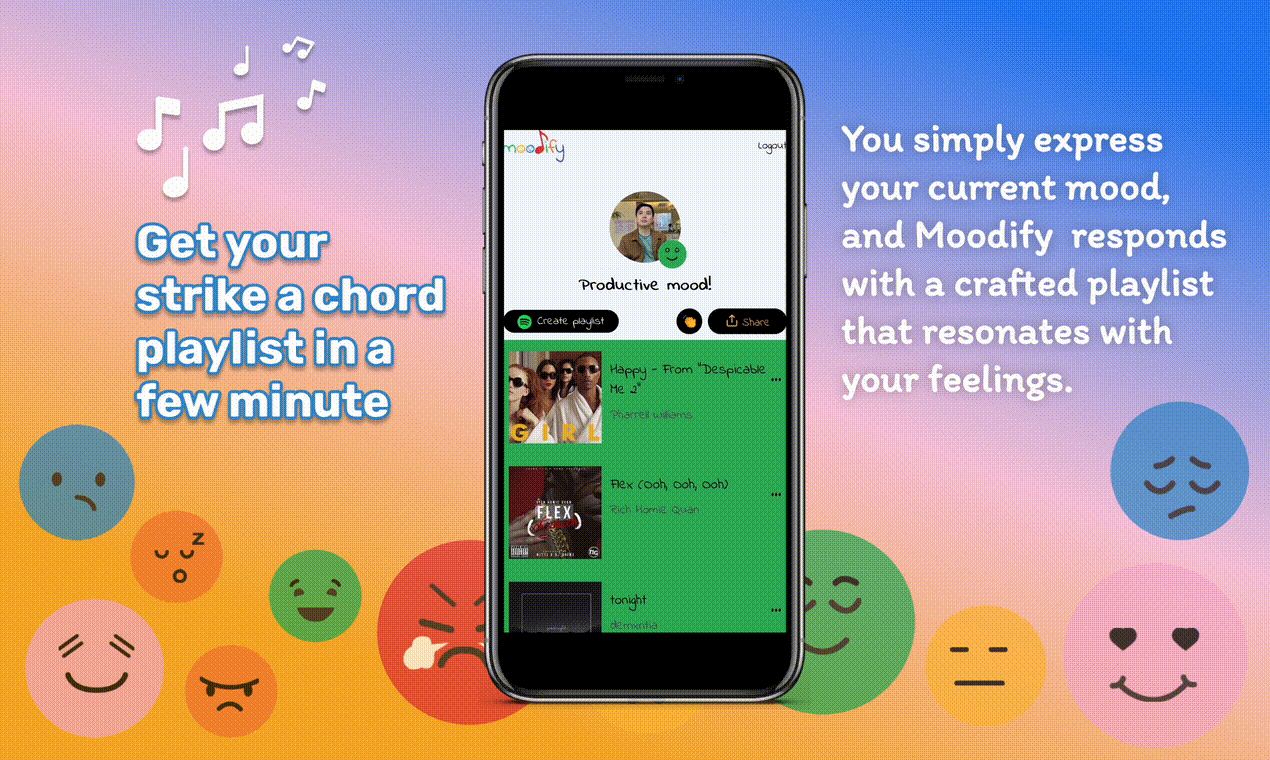 Mídia 3 de Moodify - Lista de reprodução personalizada do Spotify com base no seu humor