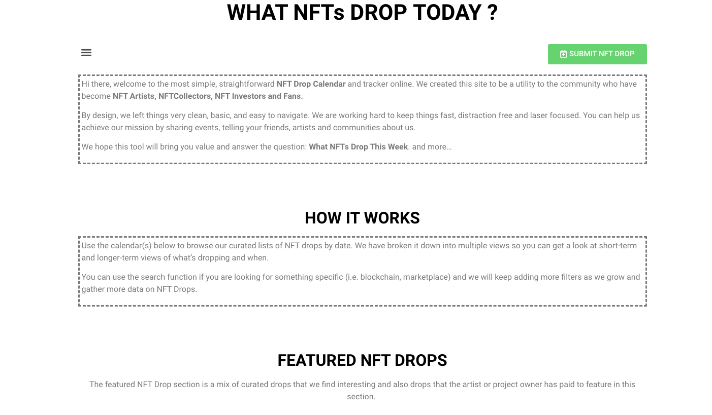 What NFTs Drop Today? gallery image