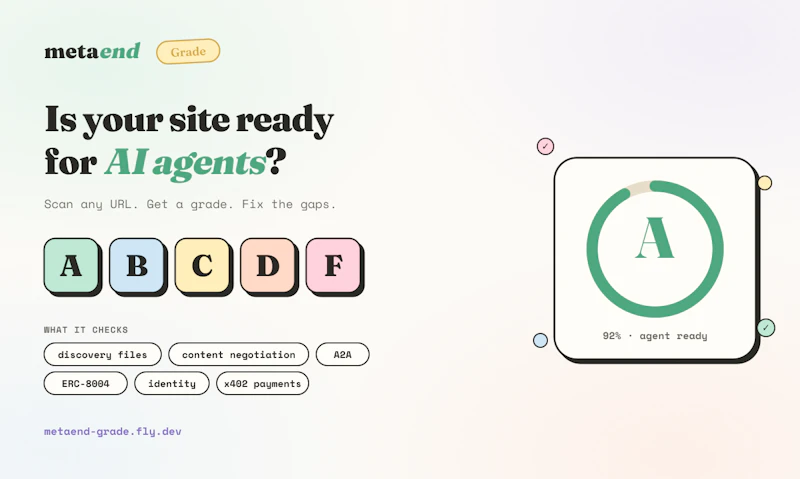 metaend Grade — Agent Readiness Checker screenshot 1