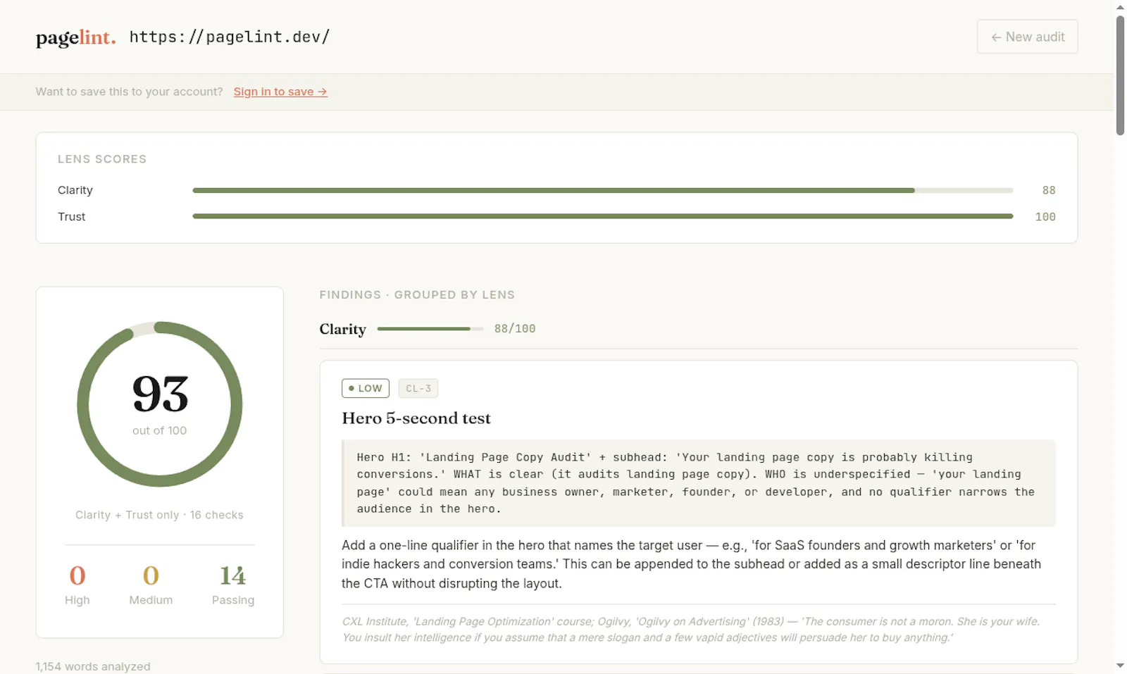 PageLint screenshot 2