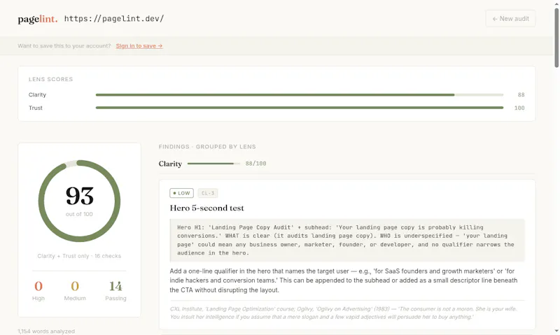 PageLint screenshot 2