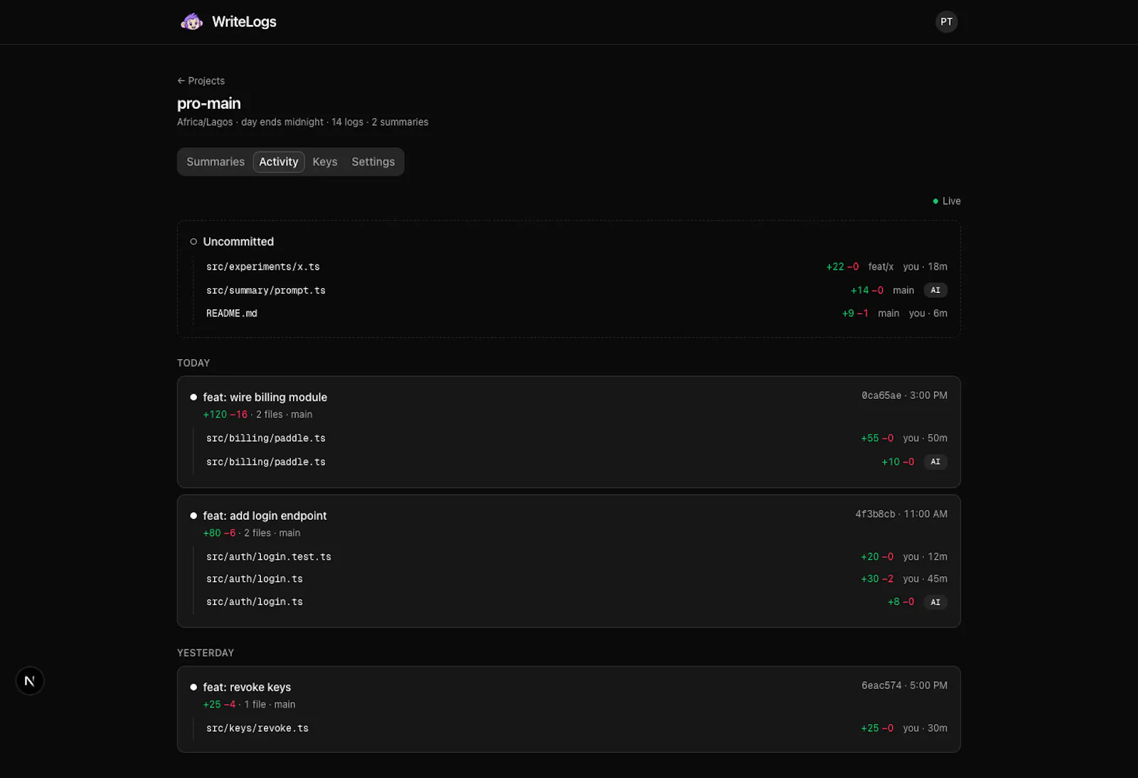 WriteLogs screenshot 8