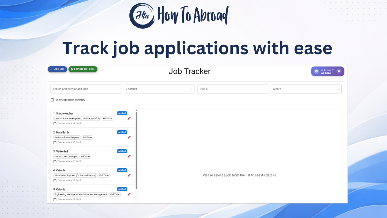 HowToAbroad: Application Tracker - Screenshot 2 showing product features and functionality