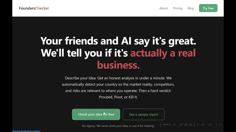 FoundersChecker screenshot 1 (video preview)