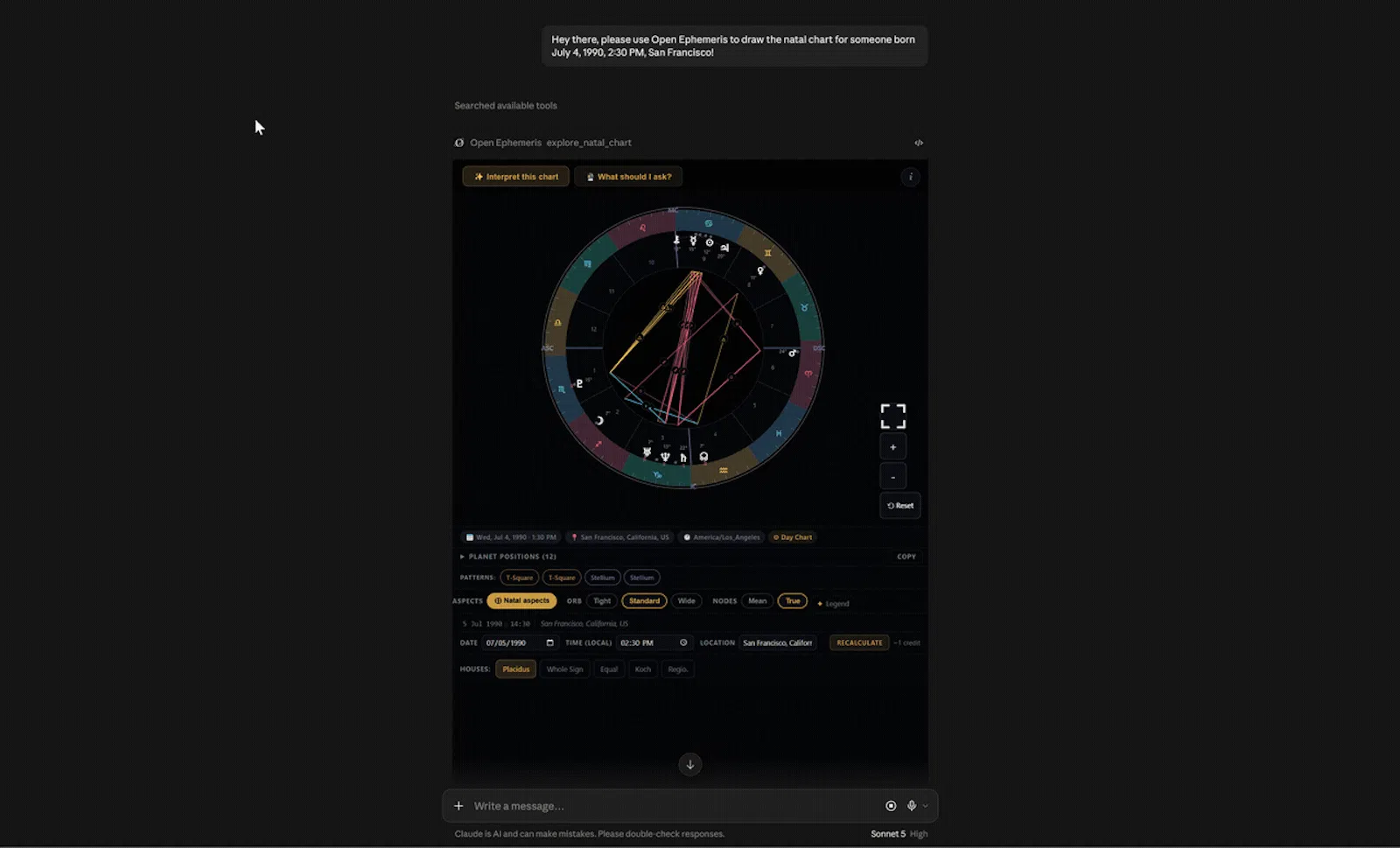 OpenEphemeris screenshot 2