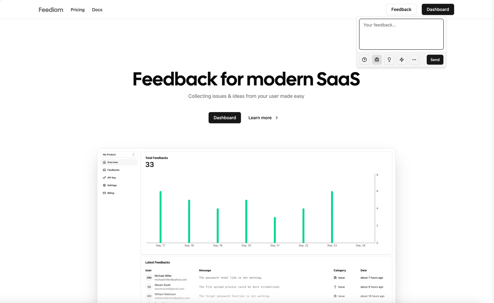 Feediom - Modern SaaS için geri bildirim medya 1