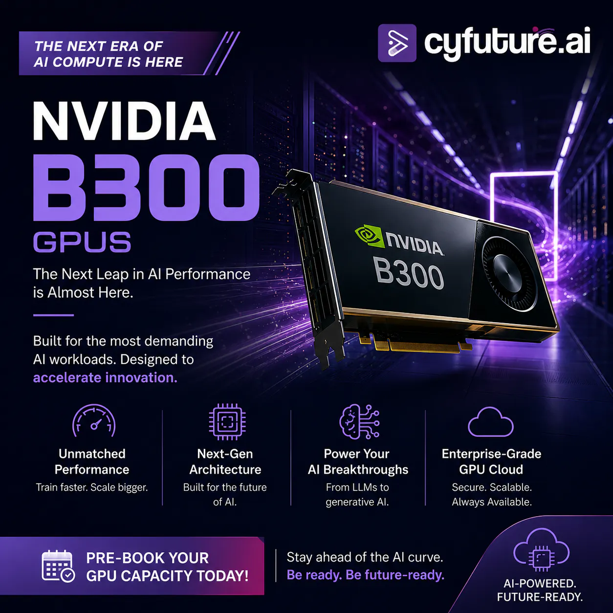 Cyfuture AI B300 GPU Cloud product banner