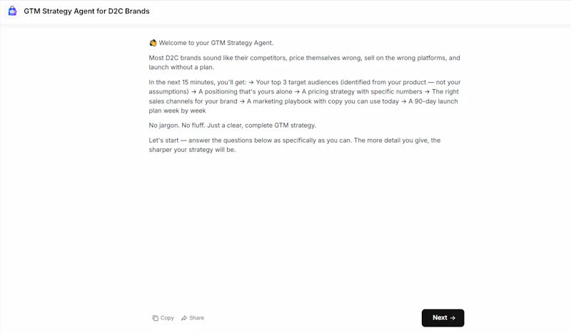 GTM Strategy Agent for D2C Brands screenshot 1